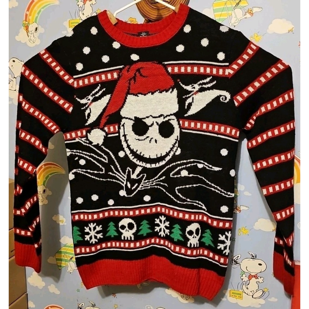 The Nightmare Before Christmas Jack Skellington Ugly Christmas Sweater Adult M